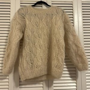 Cream Handmade mohair crewneck sweater vintage